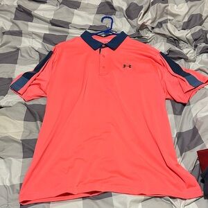 Under Armour Men's Coral Polo Shirt with Navy Accents